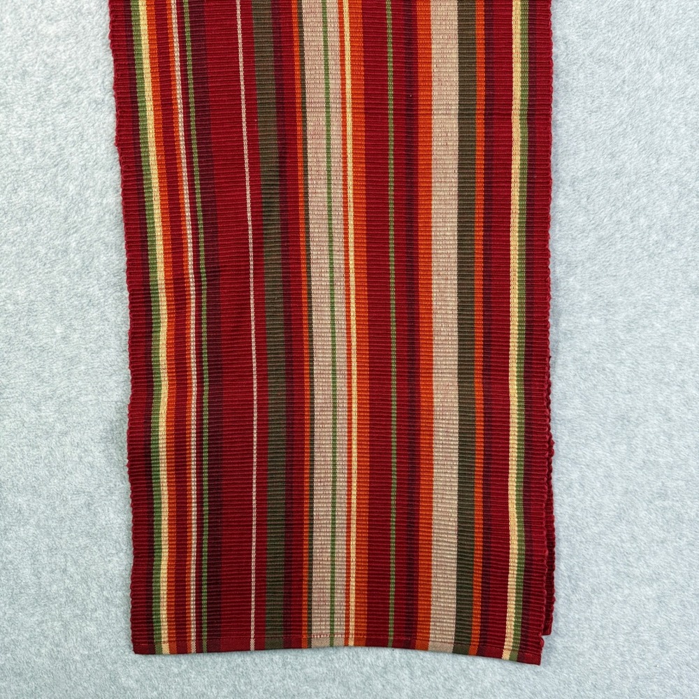 Table Runner 13x68 Red Multicolor Textured Rib Weaved Striped Ribbed Woven - Picture 2 of 9